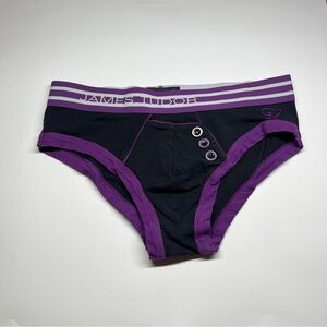 Men's Black and Purple Briefs James Tudor